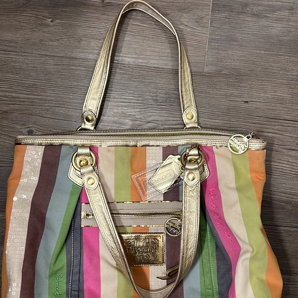 Vintage Coach Poppy Heritage Legacy Stripe Tote/Satchel Bag - Picture 10 of 16